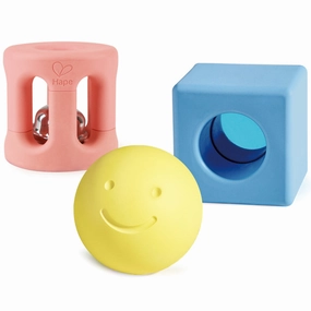 Hape Geometric Rattle Trio - 3pc Teething & Shake Toy