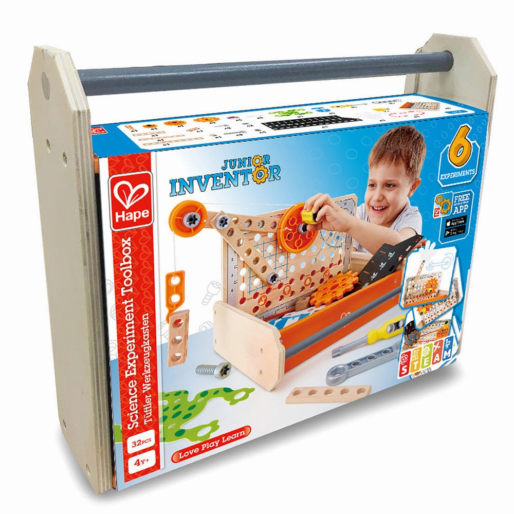 Hape Junior Inventor 32-Piece Science Experiment Toolbox Kit