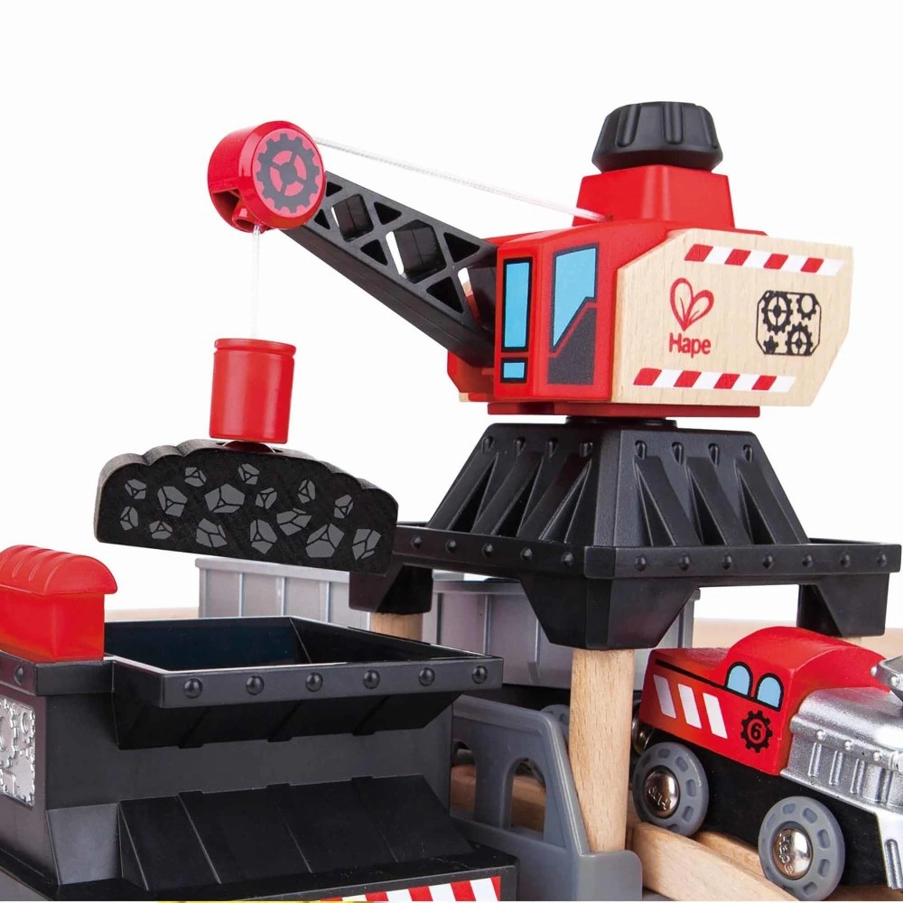Hape Mining Loader Set - 12pc Wooden Train Yard Playset