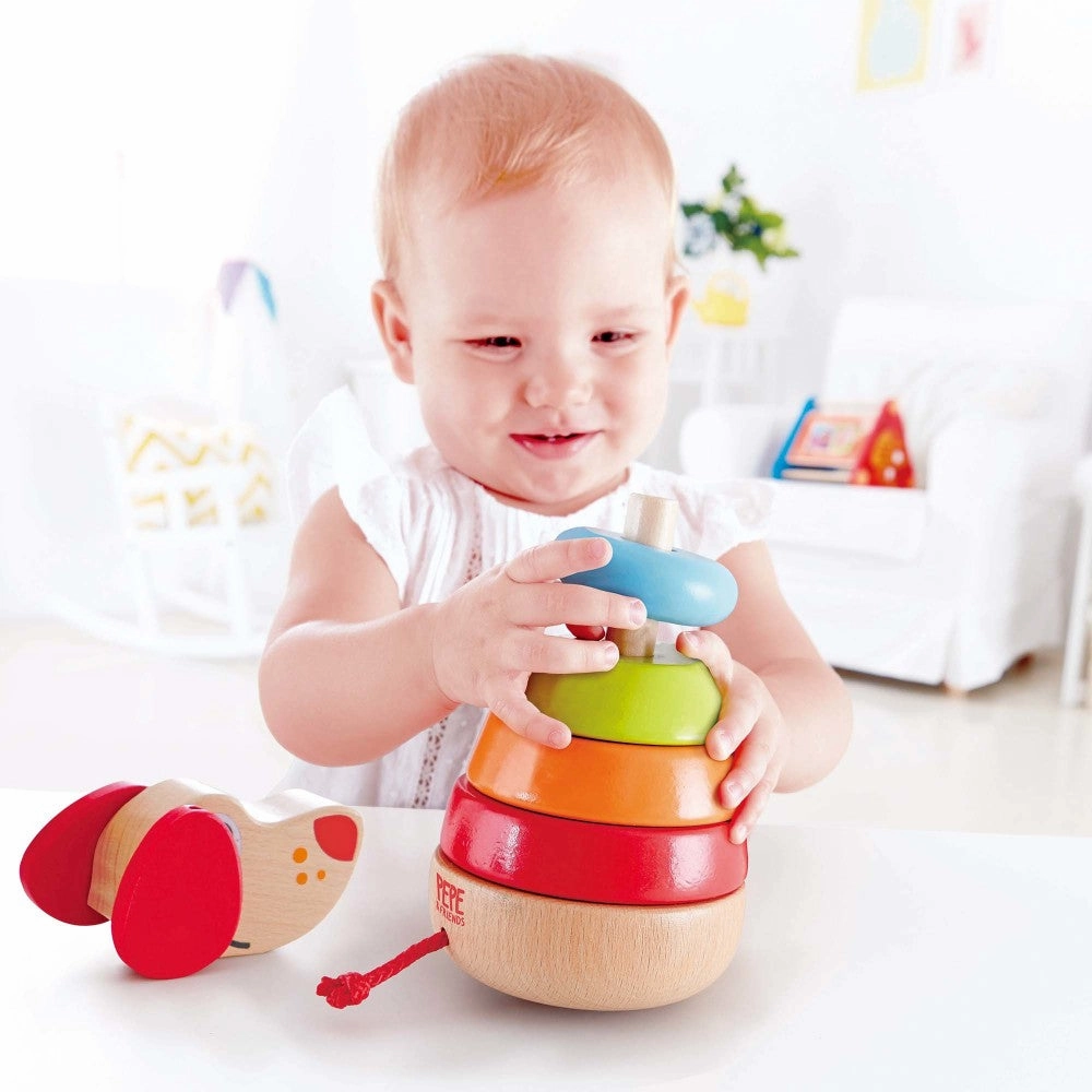 Hape Pepe Sound Stacker - Colorful Wooden Puppy Toy
