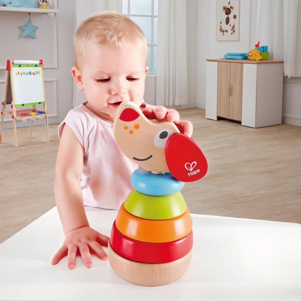 Hape Pepe Sound Stacker - Colorful Wooden Puppy Toy