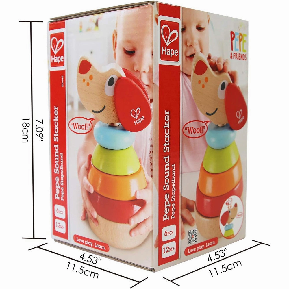 Hape Pepe Sound Stacker - Colorful Wooden Puppy Toy
