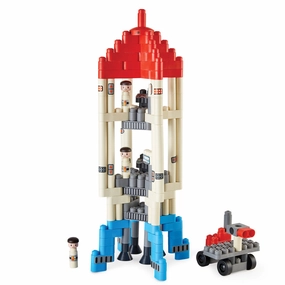 Hape PolyM Adventure Rocket 138-Piece Set - Red/Blue/White
