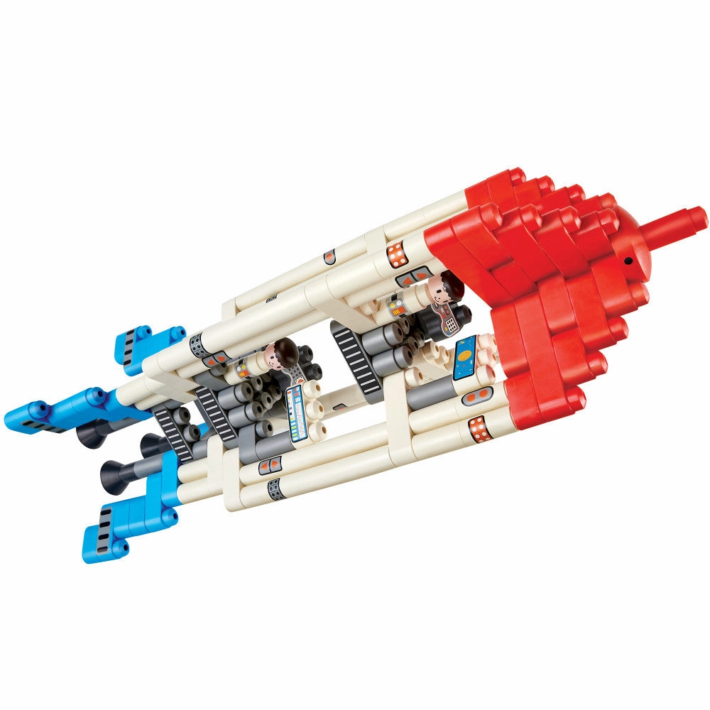 Hape PolyM Adventure Rocket 138-Piece Set - Red/Blue/White
