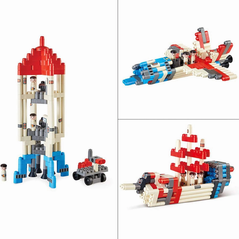 Hape PolyM Adventure Rocket 138-Piece Set - Red/Blue/White