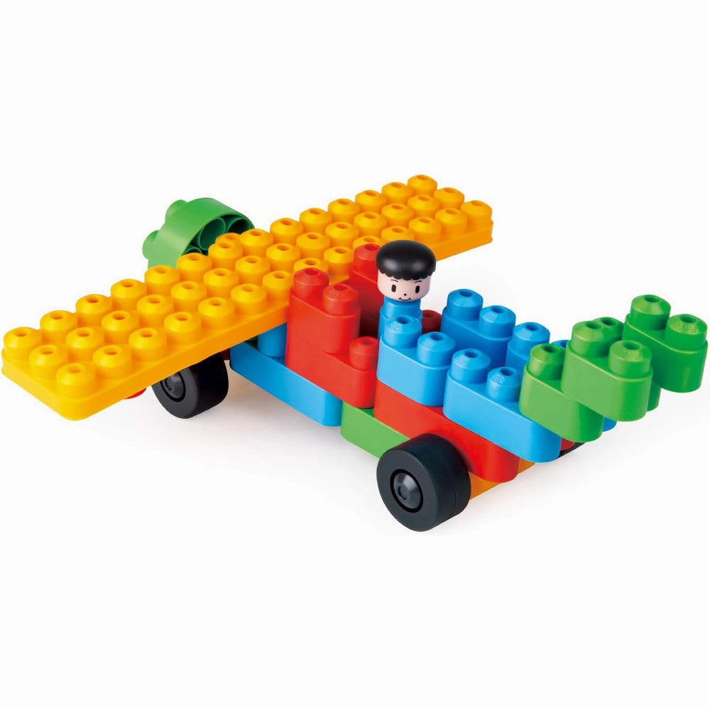 Hape PolyM Zoo Keeper 'n Cars Kit - 40pc Creative Building Blocks Set