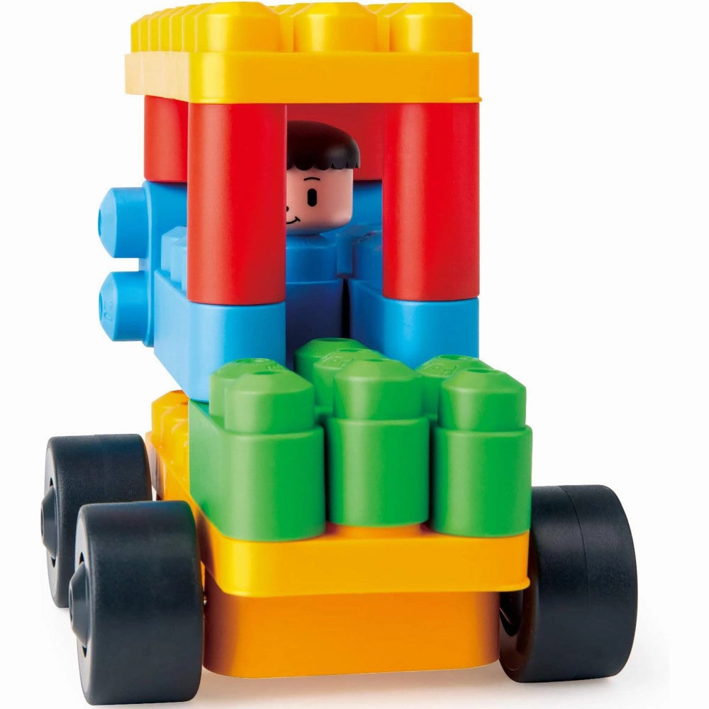 Hape PolyM Zoo Keeper 'n Cars Kit - 40pc Creative Building Blocks Set