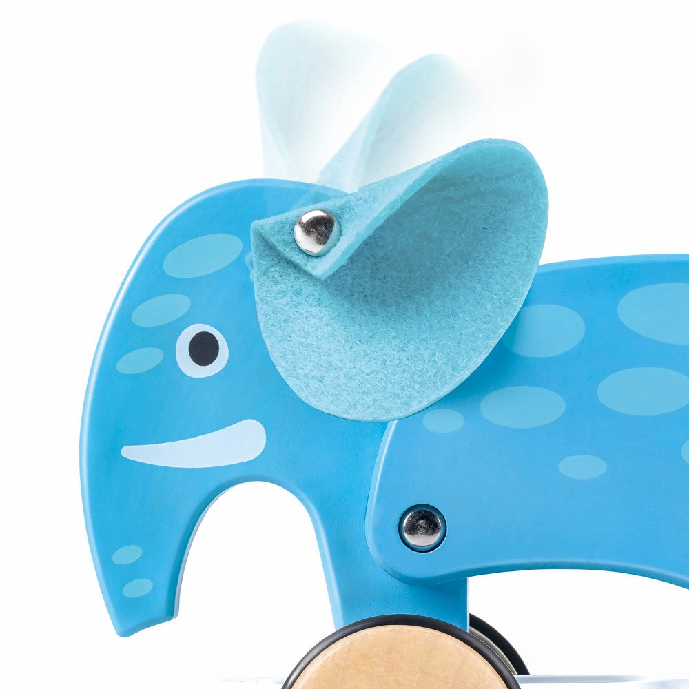 Hape Pull-Along Elephant - Blue Wooden Animal Toy