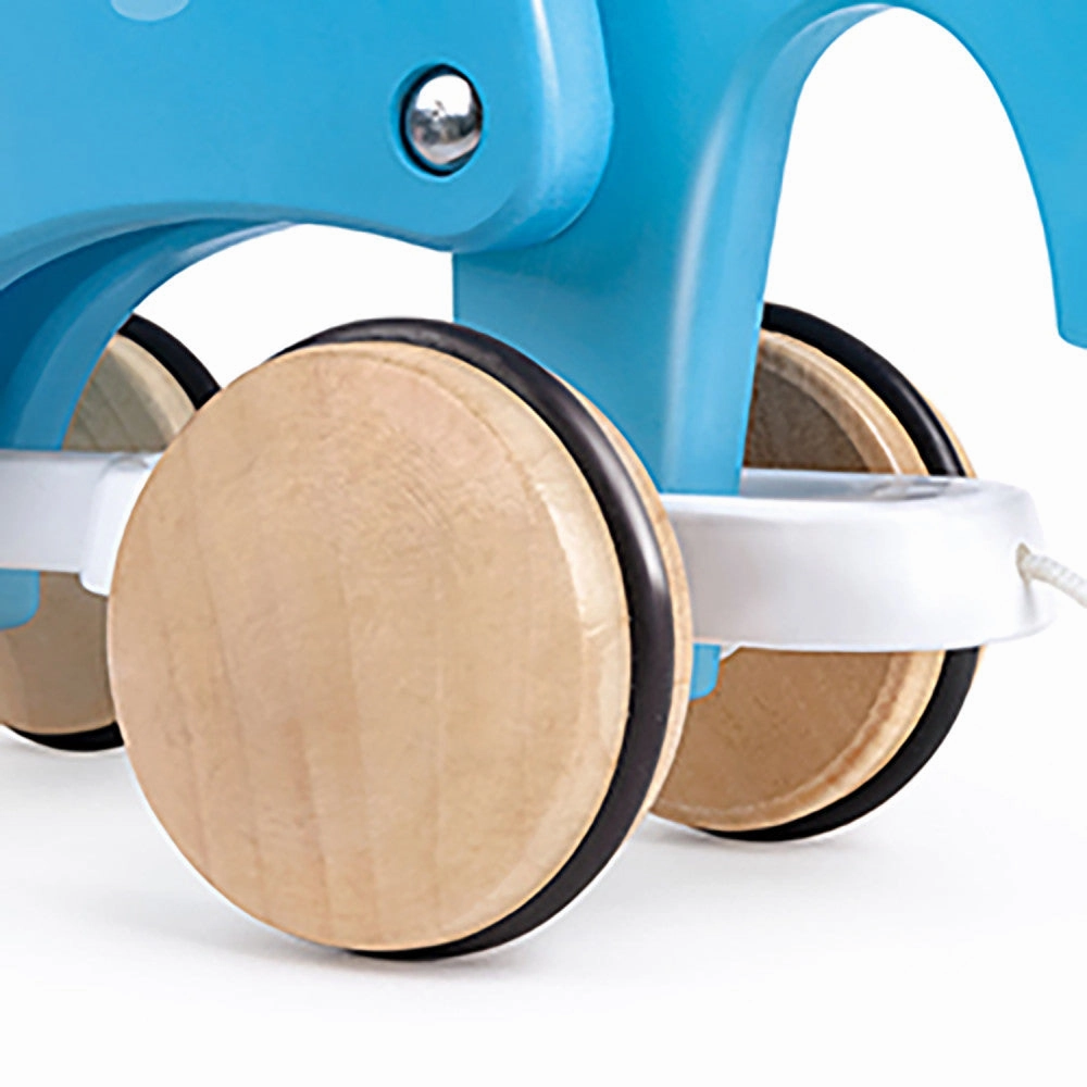 Hape Pull-Along Elephant - Blue Wooden Animal Toy