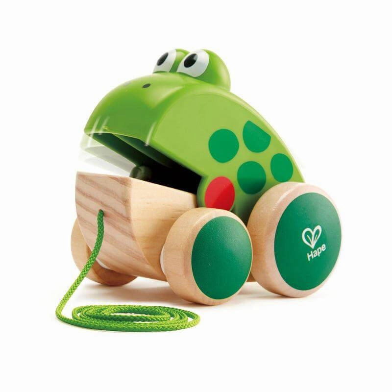 Hape Pull Along Frog Toy with Opening Mouth for Toddlers Ages 1 and Up