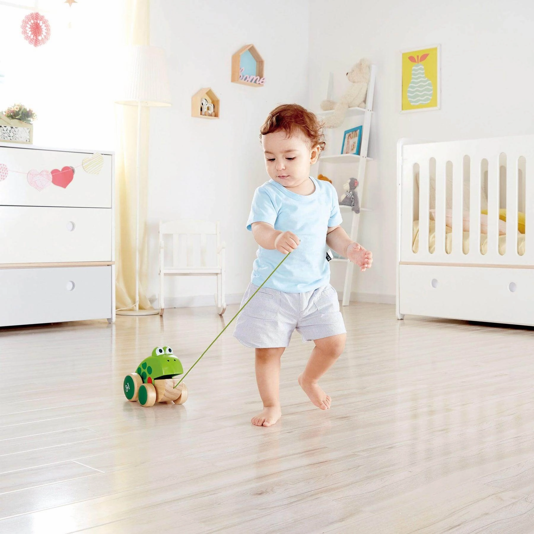 Hape Pull Along Frog Toy with Opening Mouth for Toddlers Ages 1 and Up