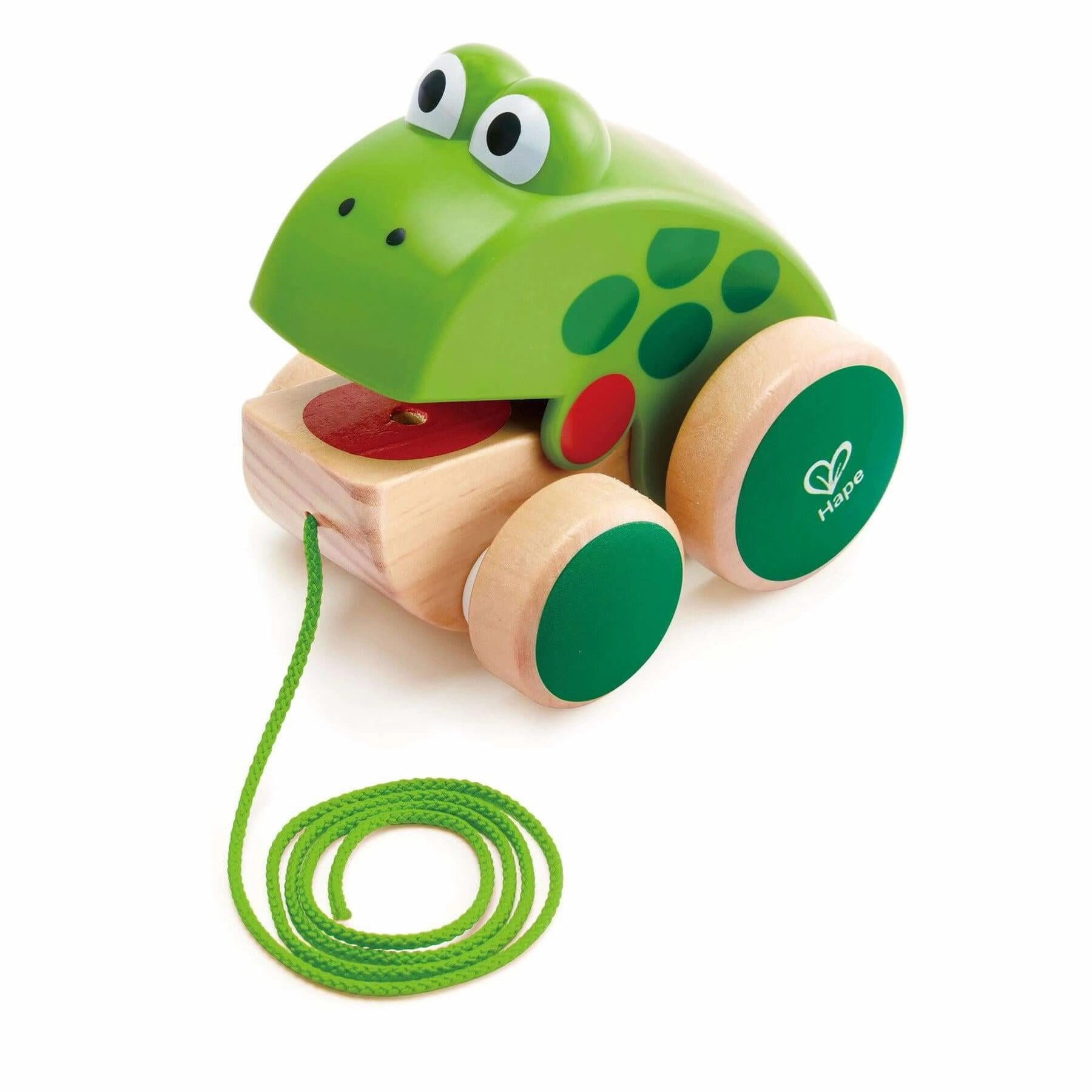 Hape Pull Along Frog Toy with Opening Mouth for Toddlers Ages 1 and Up