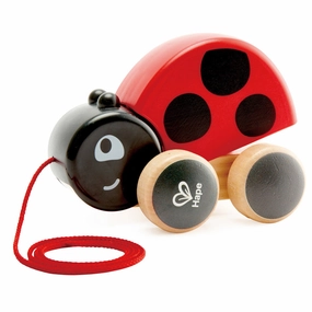 Hape Pull-Along Ladybug  Red & Black, Wooden Toy with Moving Wings