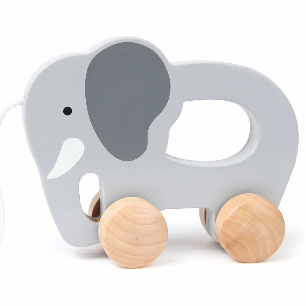 Hape Push & Pull Elephant - Gray - Wooden Toddler Toy