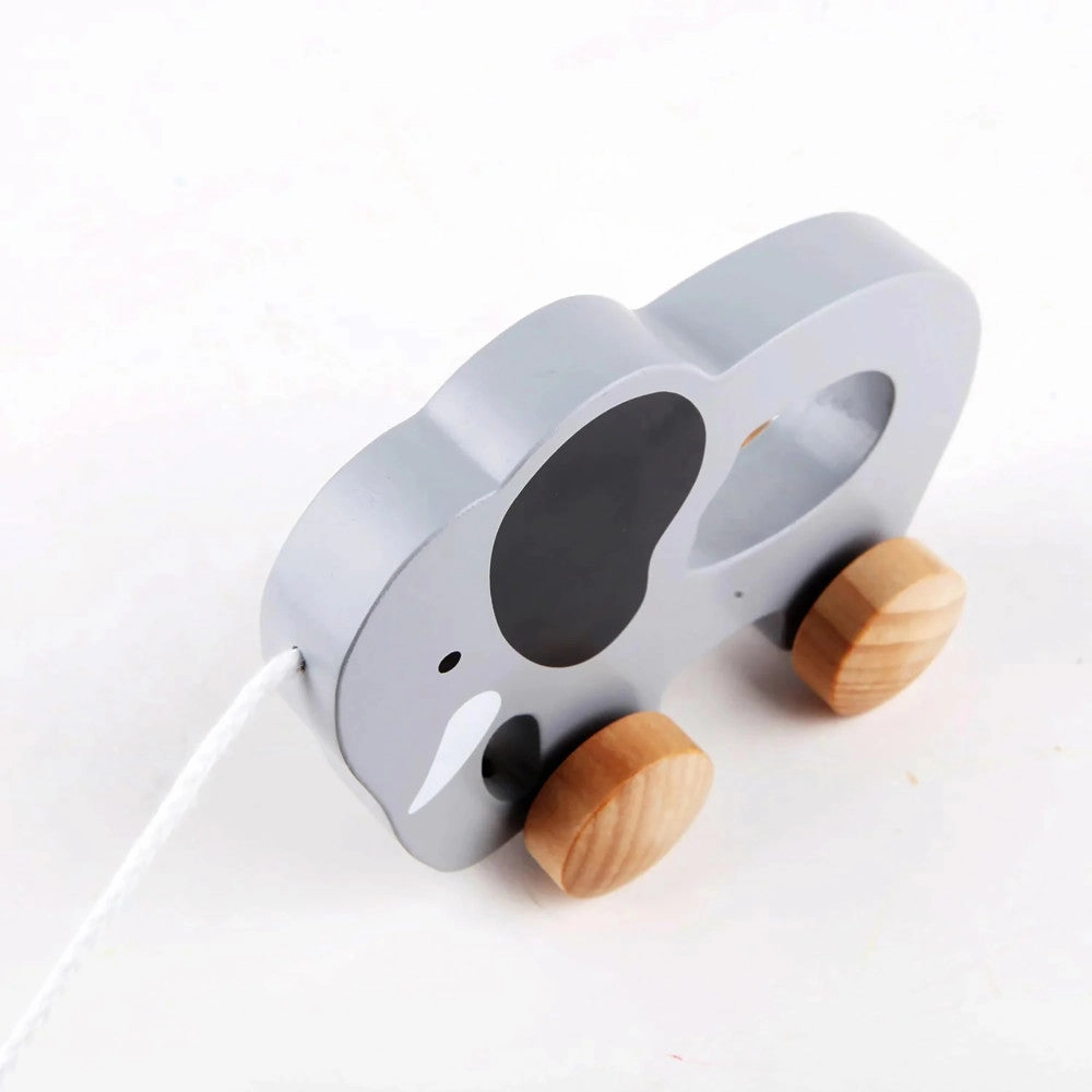 Hape Push & Pull Elephant - Gray - Wooden Toddler Toy