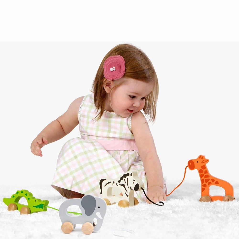 Hape Push & Pull Elephant - Gray - Wooden Toddler Toy