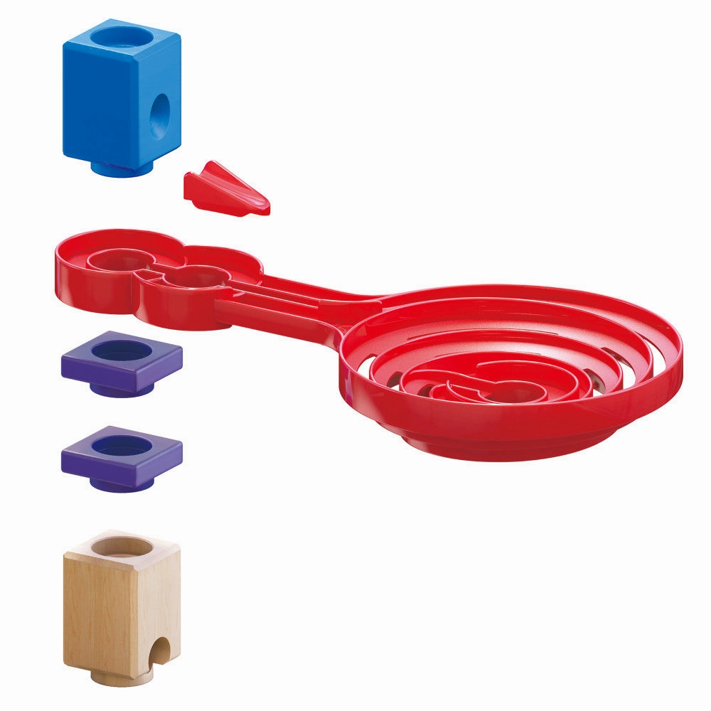 Hape Quadrilla Double-Sided Spiral Twist - 18pc Wooden Marble Run Accessory