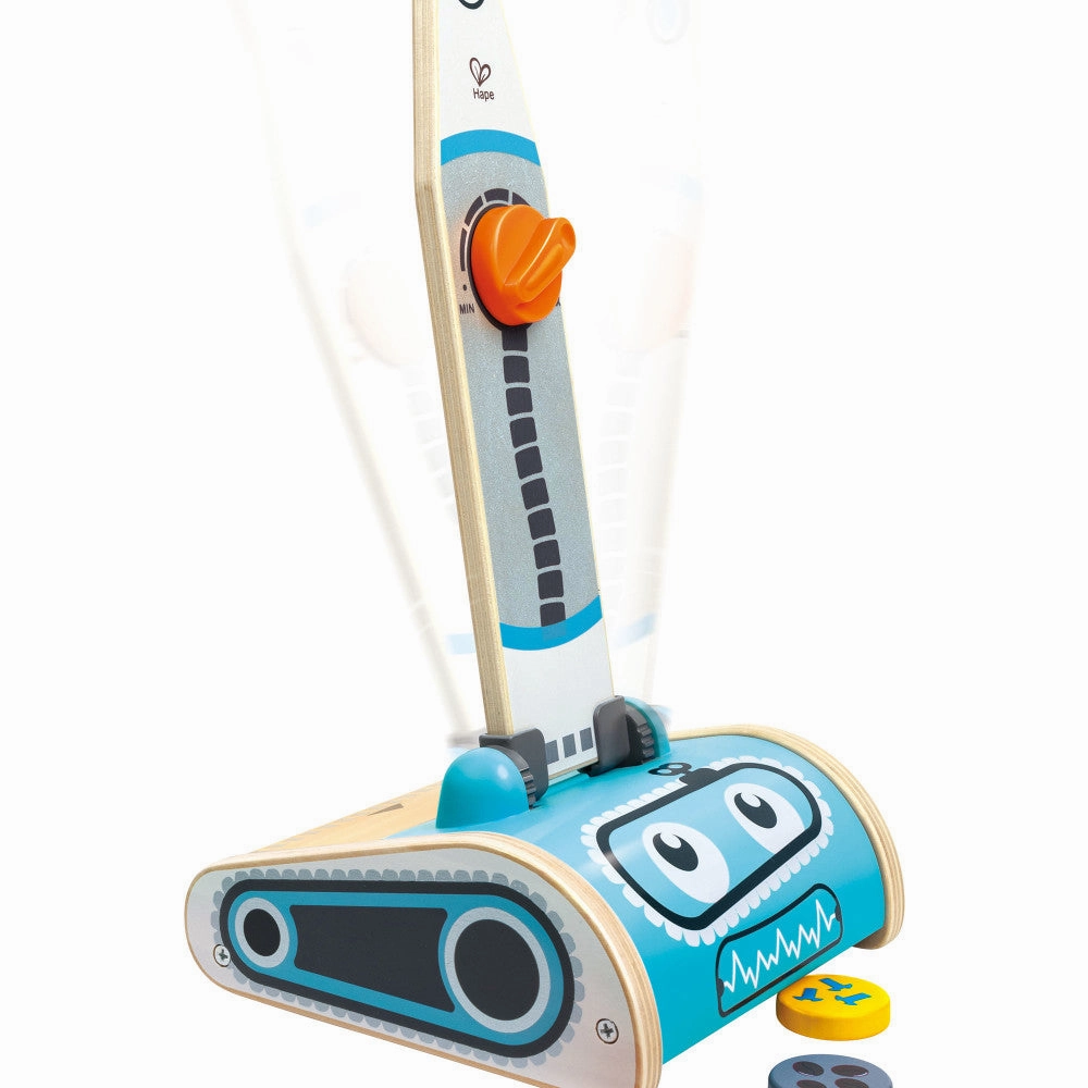 Hape Robot Vacuum Clean Up Playset - Whimsical Blue Wooden Toy