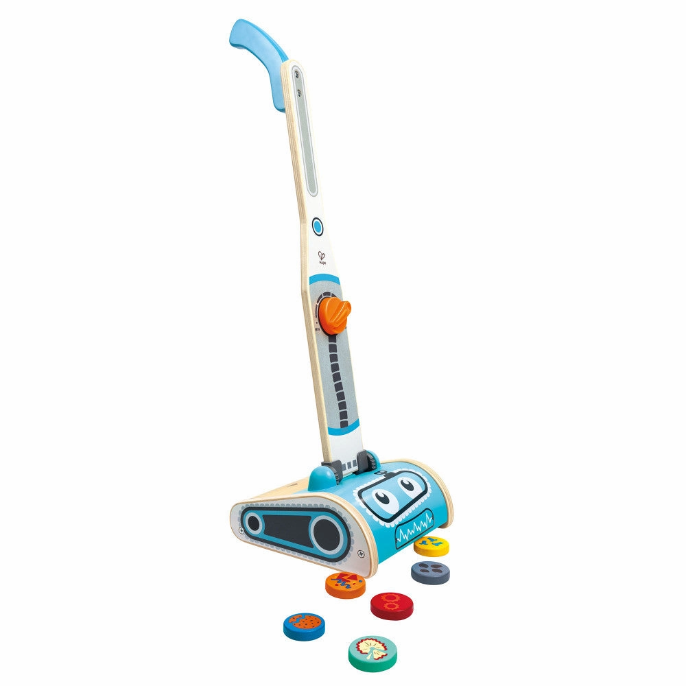 Hape Robot Vacuum Clean Up Playset - Whimsical Blue Wooden Toy