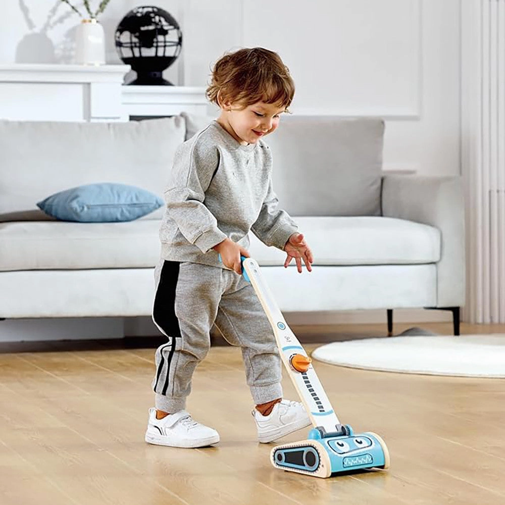 Hape Robot Vacuum Clean Up Playset - Whimsical Blue Wooden Toy