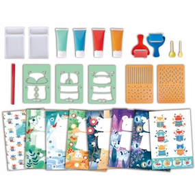 Hape Sponge Painting Fun 24pc Art Set with Stencils and Rollers
