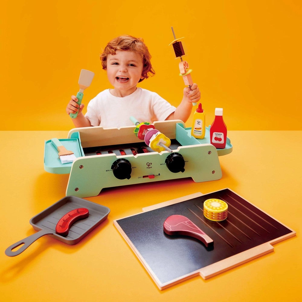Hape Teal Wooden Sizzling Griddle & Grill BBQ Playset