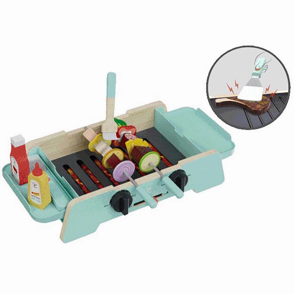 Hape Teal Wooden Sizzling Griddle & Grill BBQ Playset