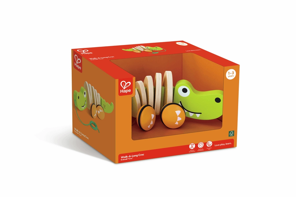 Hape Walk-A-Long Crocodile Pull Along Toy for Toddlers Ages 1 and Up