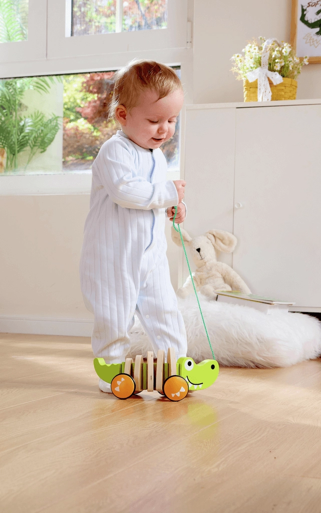 Hape Walk-A-Long Crocodile Pull Along Toy for Toddlers Ages 1 and Up