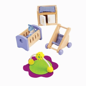 Hape Wooden Dollhouse Baby's Room Furniture Set - Ages 3 