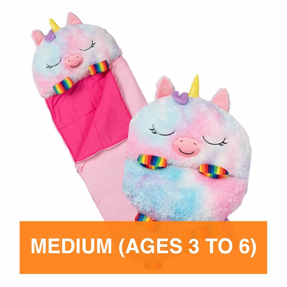 Happy Nappers 54 inch Rainbow Unicorn Pillow & Sleepy Sack - Medium