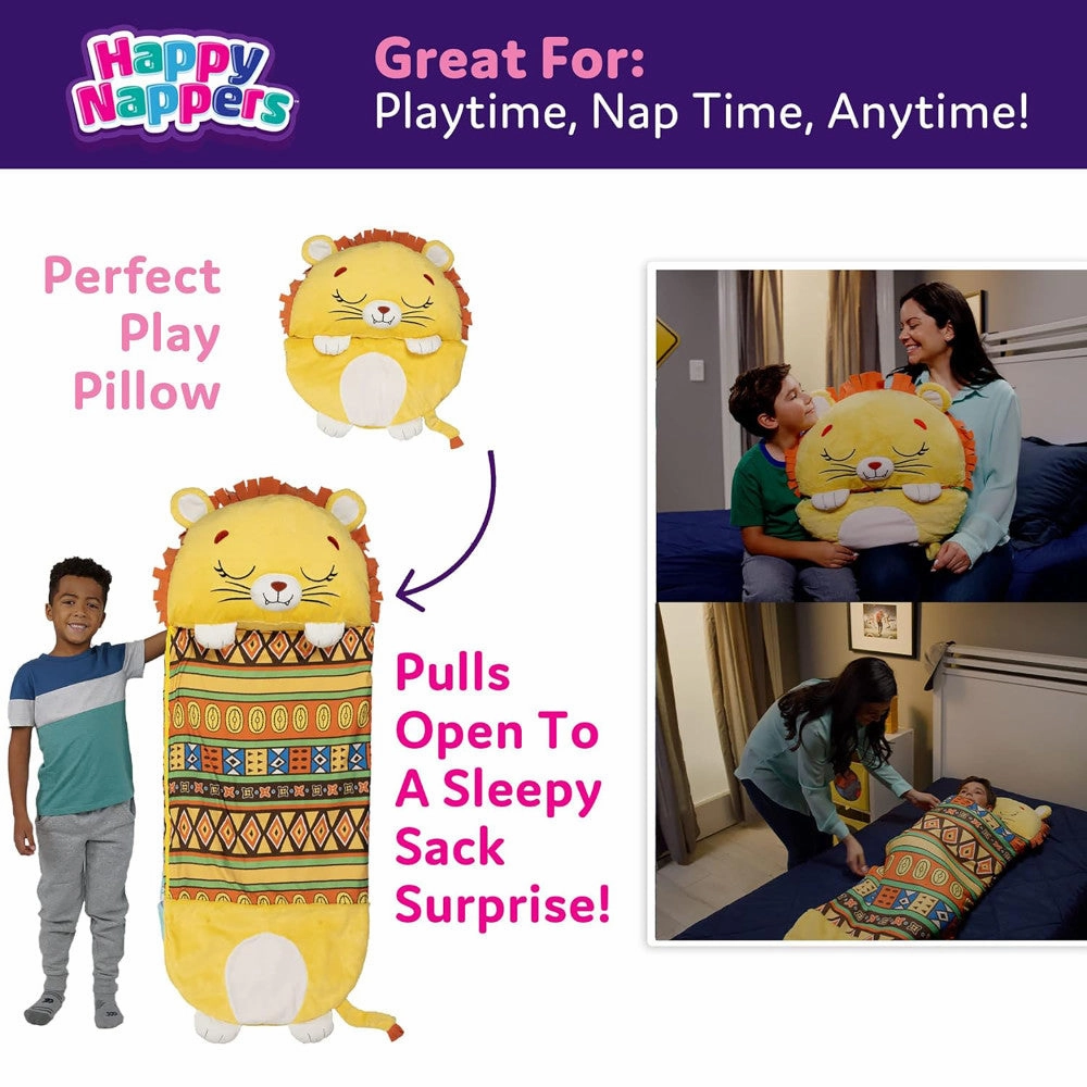 Happy Nappers Lion Lex 54 inch Plush Pillow & Sleepy Sack - Kids 3 