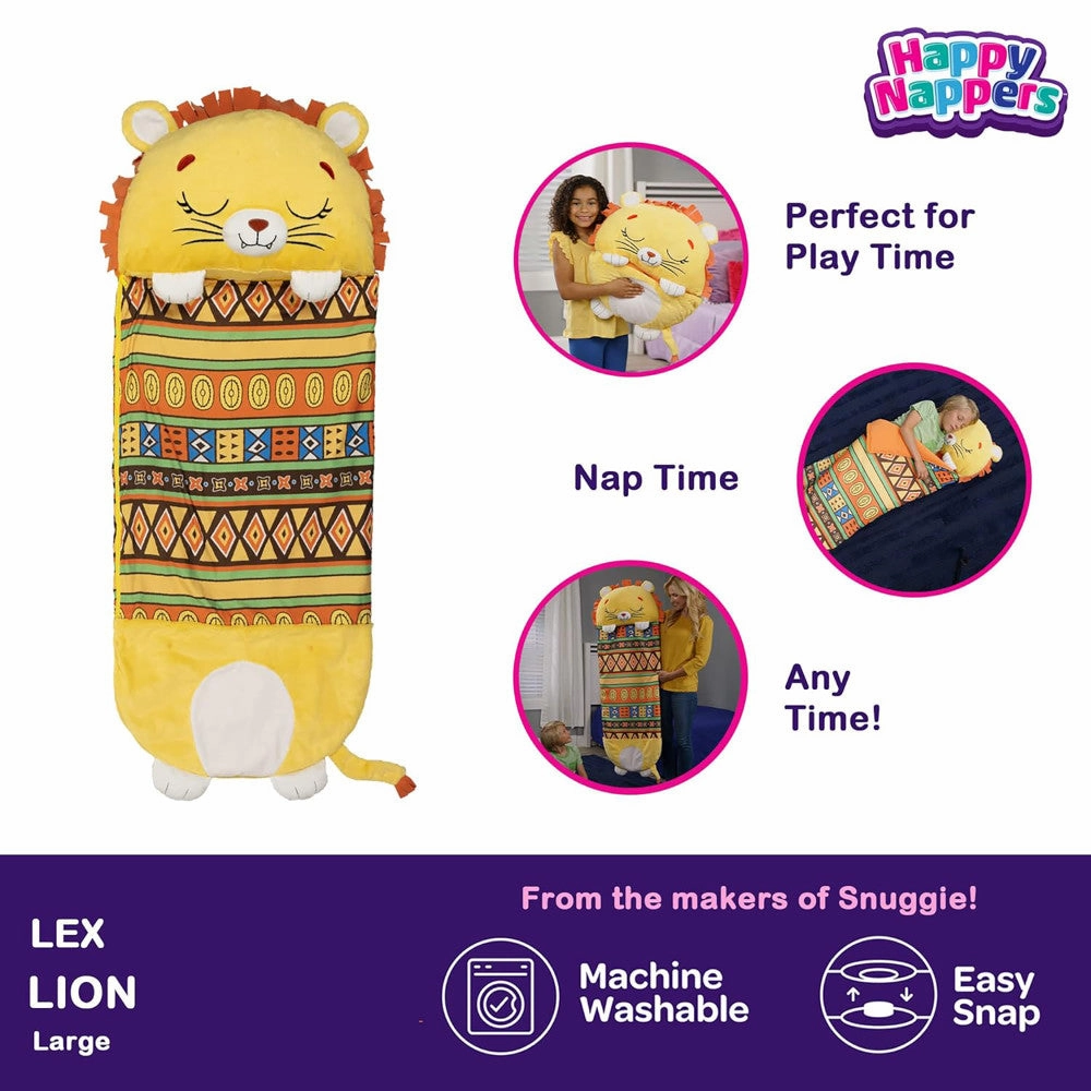 Happy Nappers Lion Lex 66 inch 2-in-1 Plush Pillow & Sleepy Sack - Large