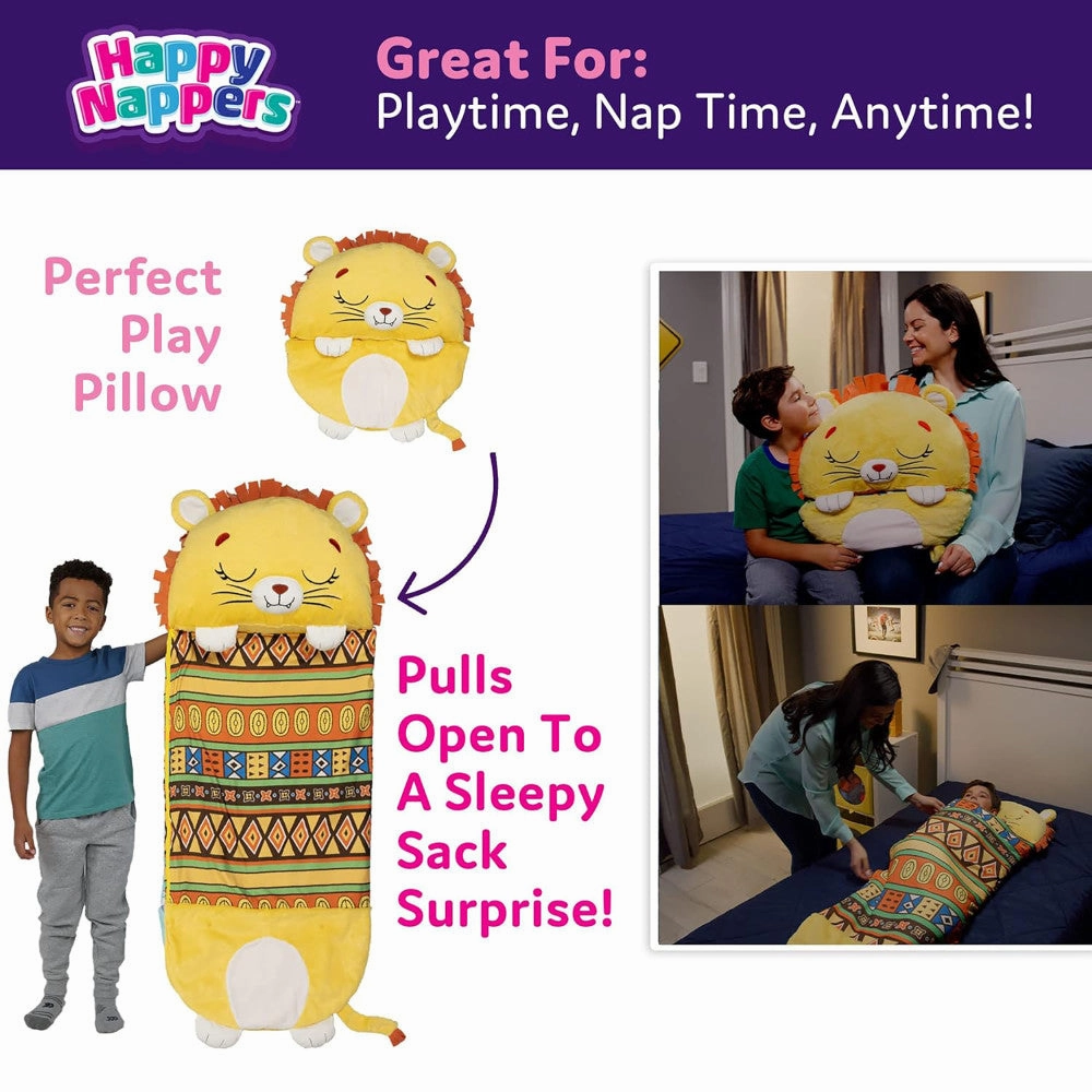 Happy Nappers Lion Lex 66 inch 2-in-1 Plush Pillow & Sleepy Sack - Large