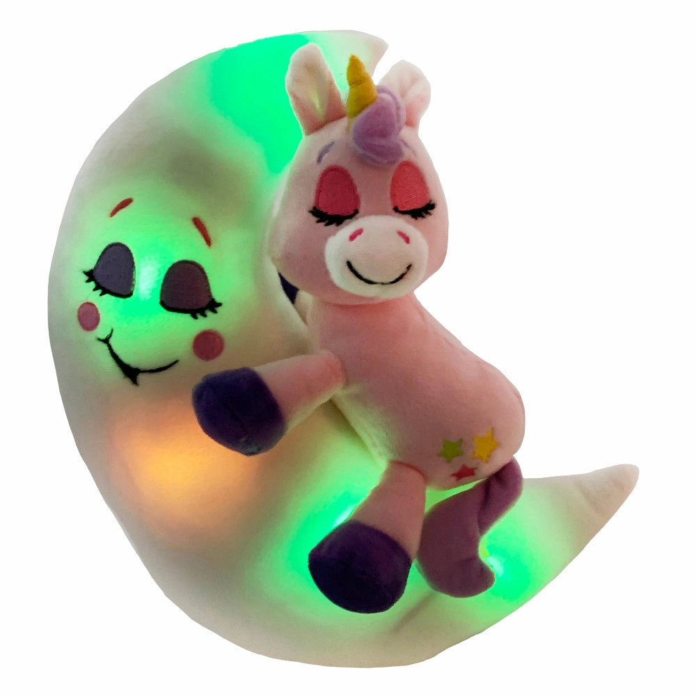 Happy Nappers Lullabrites Moon Pet 12 inch Interactive Unicorn - Pink-Purple