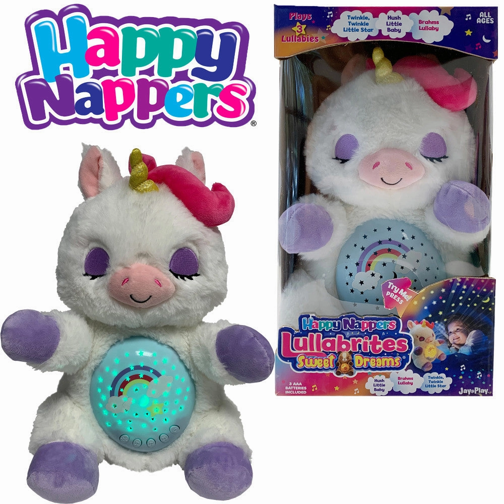 Happy Nappers Lullabrites Sweet Dreams 12 inch Interactive Unicorn - White/Purple