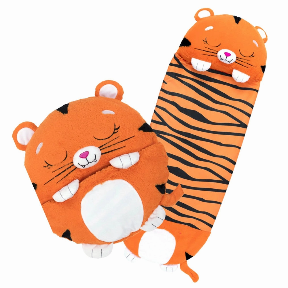 Happy Nappers Tiger Tobi 54 inch Plush Pillow & Sleepy Sack - Medium