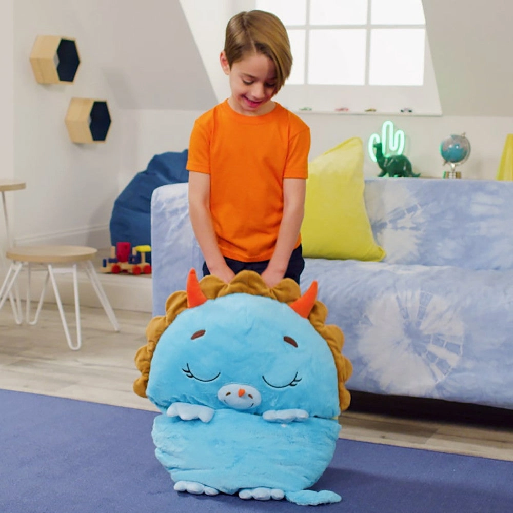Happy Nappers Triceratops Timmy 54 Inch Plush Pillow & Sleepy Sack - Medium