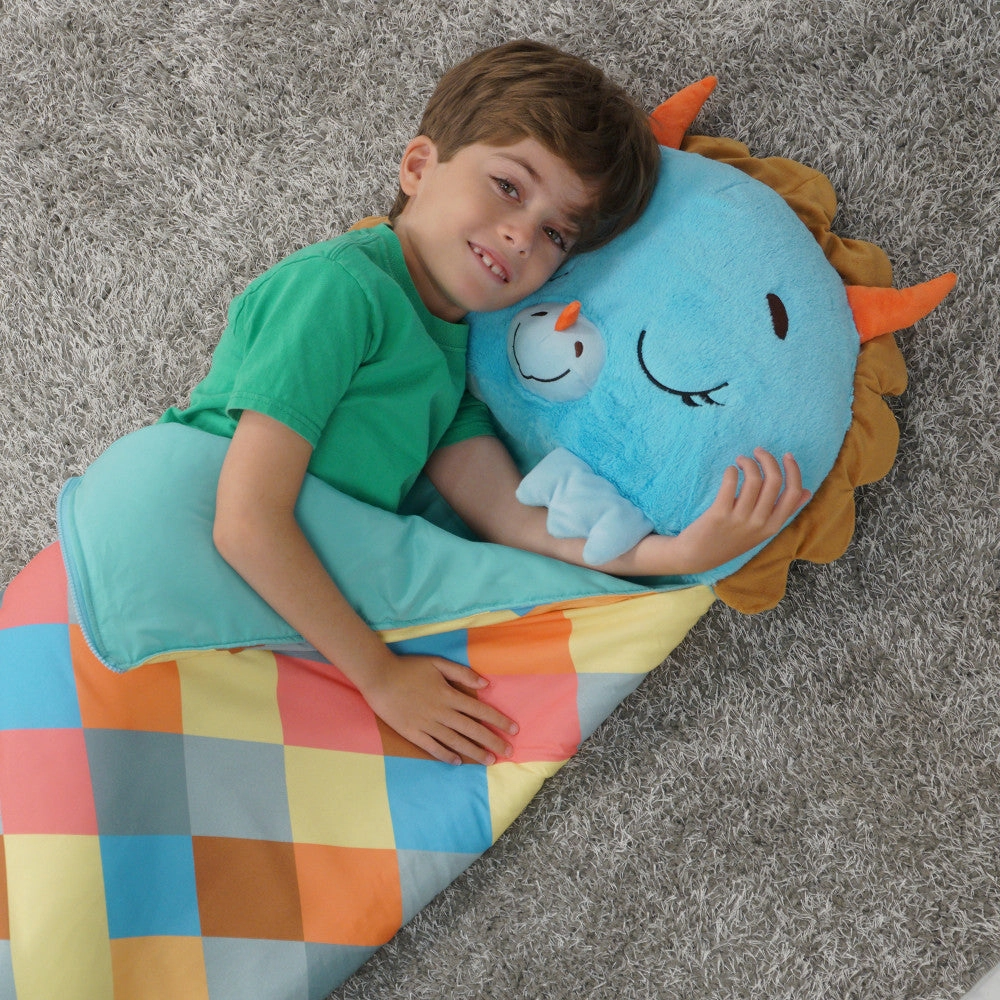 Happy Nappers Triceratops Timmy 54 Inch Plush Pillow & Sleepy Sack - Medium