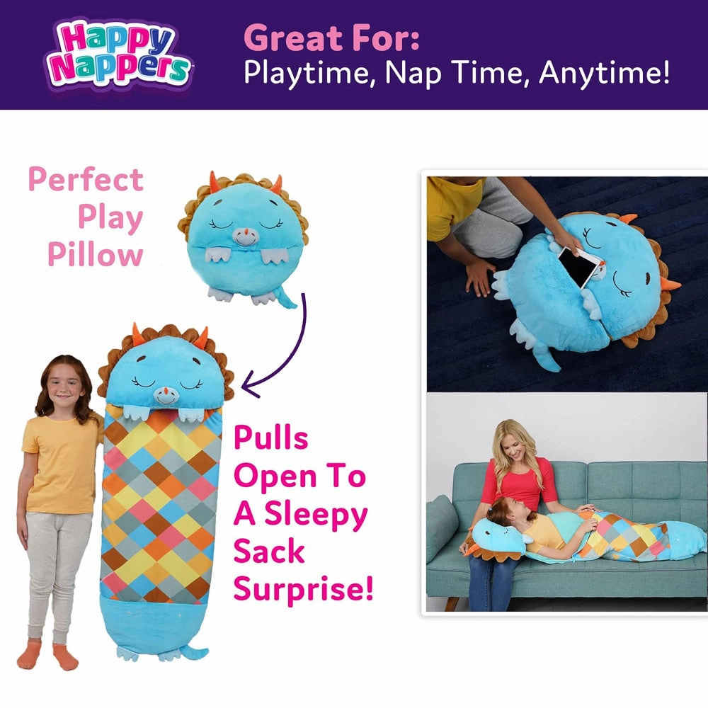 Happy Nappers Triceratops Timmy 54 Inch Plush Pillow & Sleepy Sack - Medium