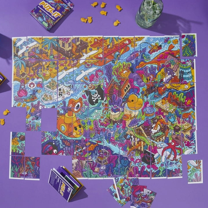 Hasbro Gaming Puzl It Aqua Adventure Competitive Puzzle Card Game for Ages 7 and Up