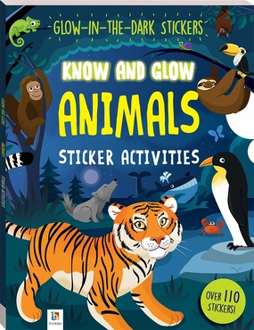 Hinkler Know And Glow Animals Glow-In-The-Dark Sticker Activities Book