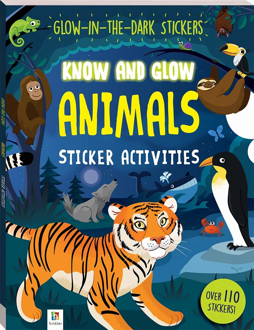 Hinkler Know And Glow Animals Glow-In-The-Dark Sticker Activities Book