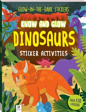 Hinkler Know And Glow Dinosaurs Glow-In-The-Dark Sticker Activities Book