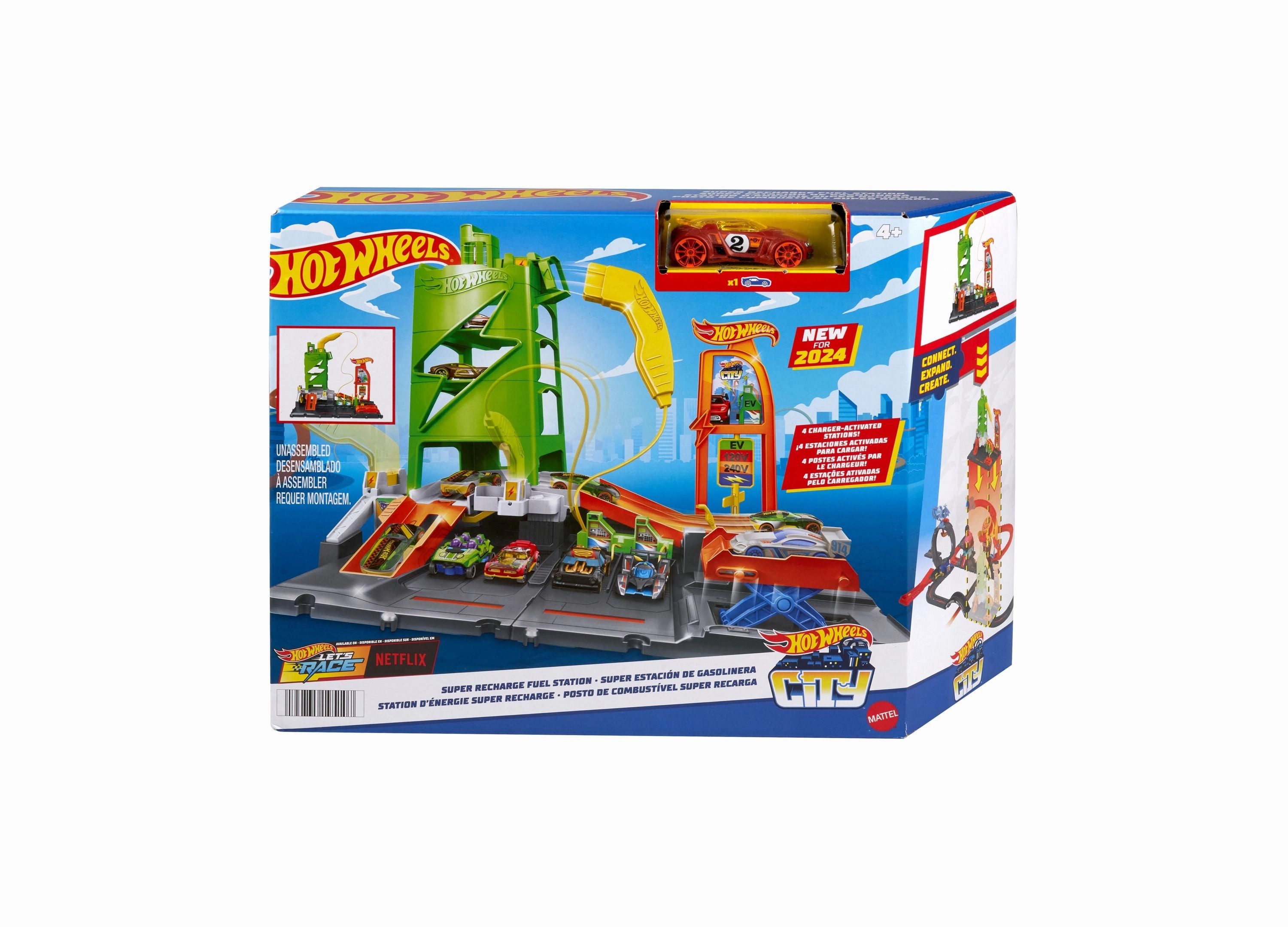 Hot Wheels City Super Recharge Fuel Station Diecast Car Playset