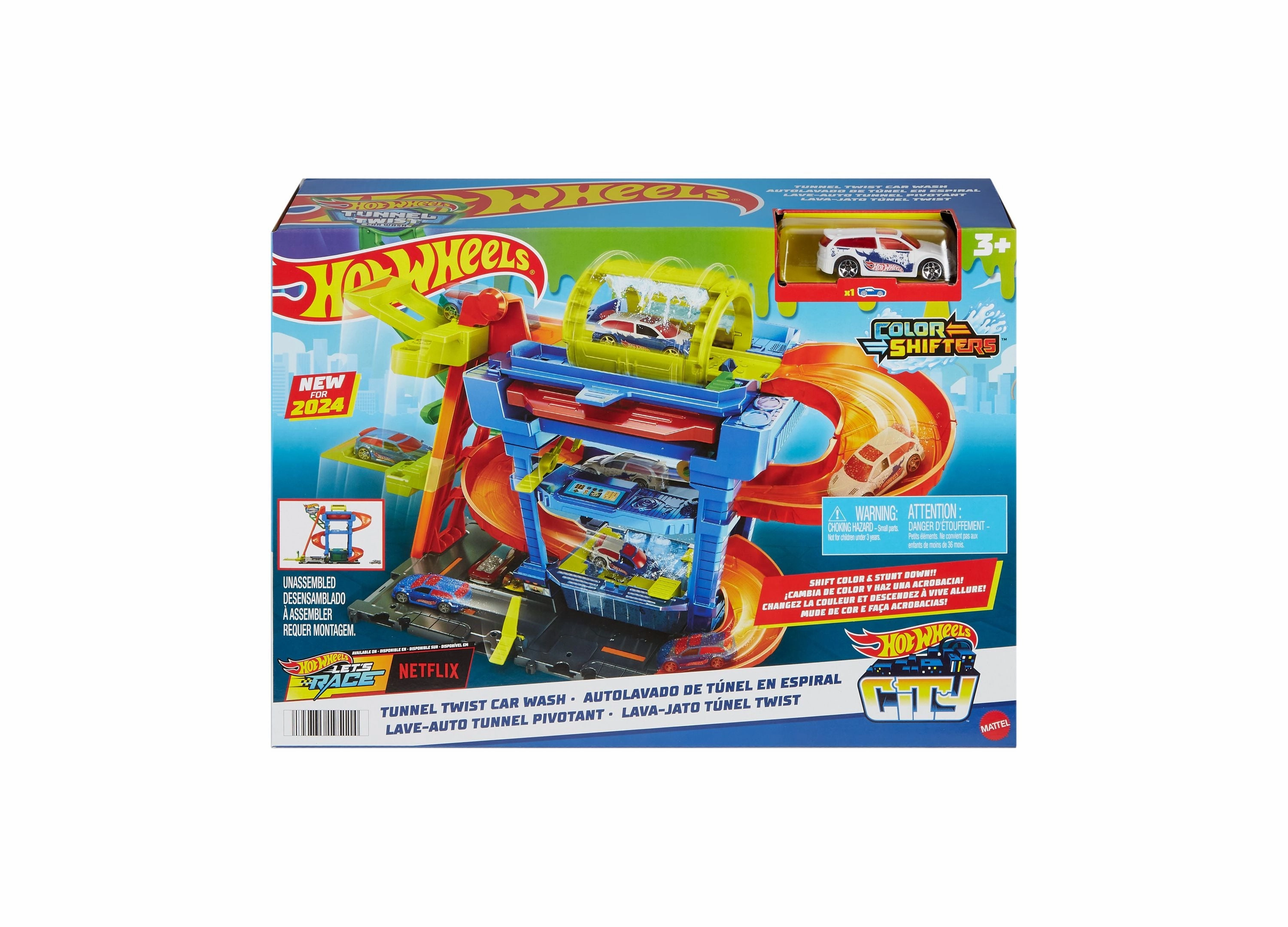 Hot Wheels City Tunnel Twist Car Wash Color Shifters Playset