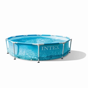 Intex 28208 10 Foot Beachside Metal Frame Round Pool Set