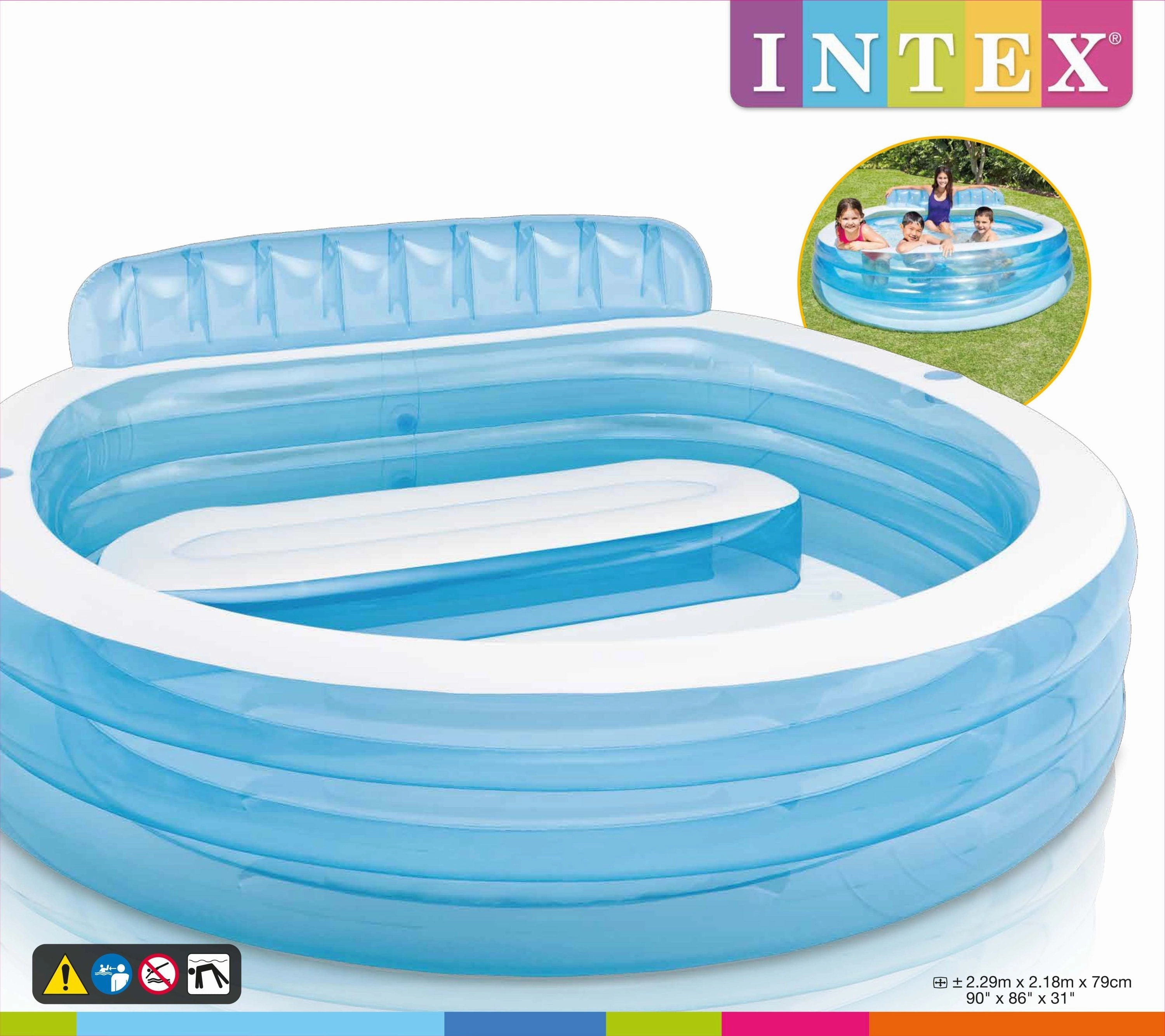 Intex 57190 Swim Centre Family Lounge Pool 229cm X 218cm X 79cm