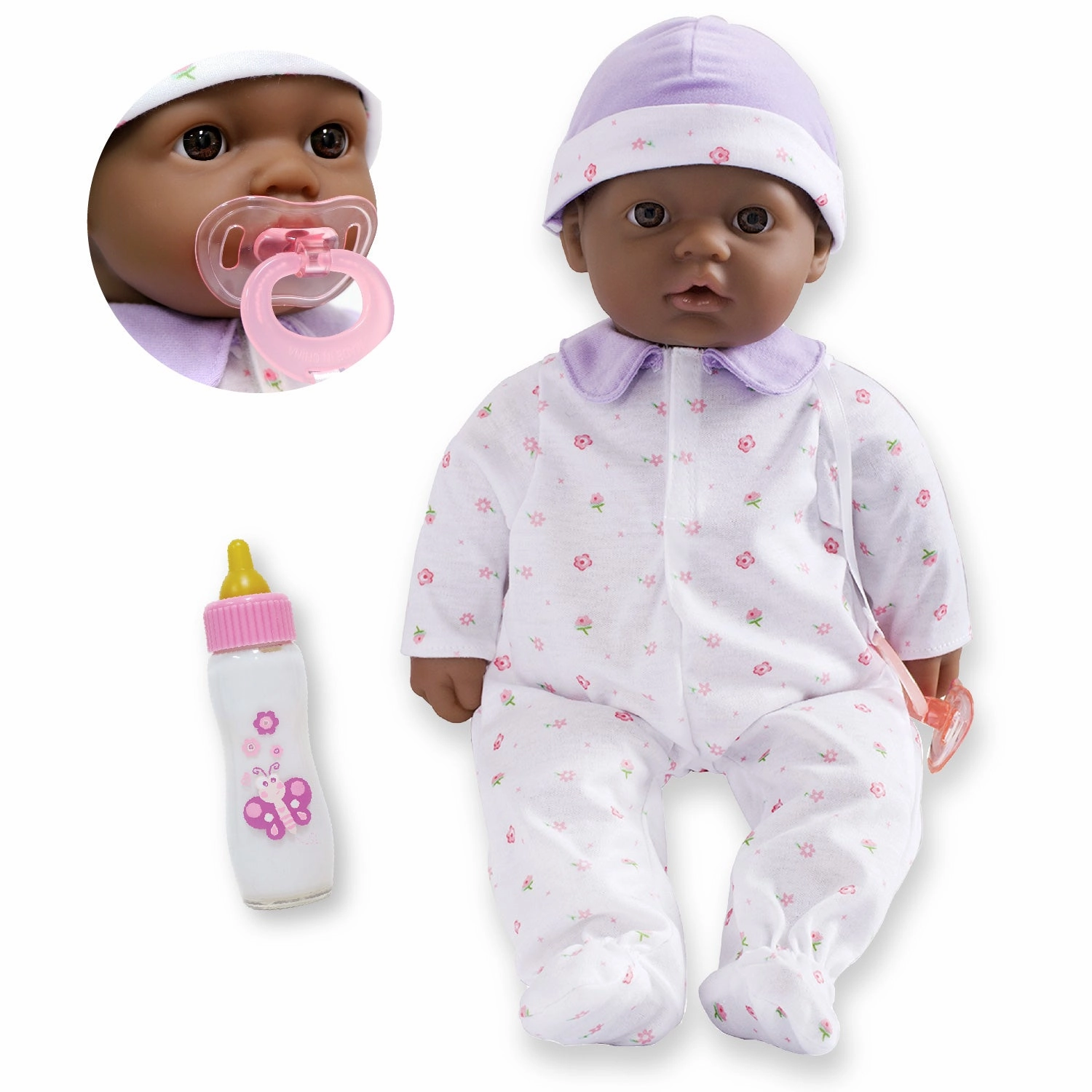 JC Toys La Baby Soft 16-Inch Doll with Purple Sleeper and Pacifier