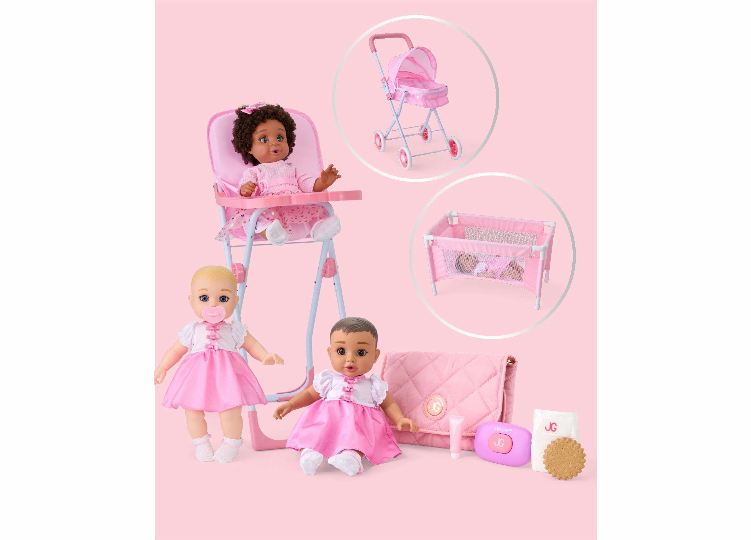 Journey Girls Highchair Playset for 14-inch Dolls - Pastel Pink